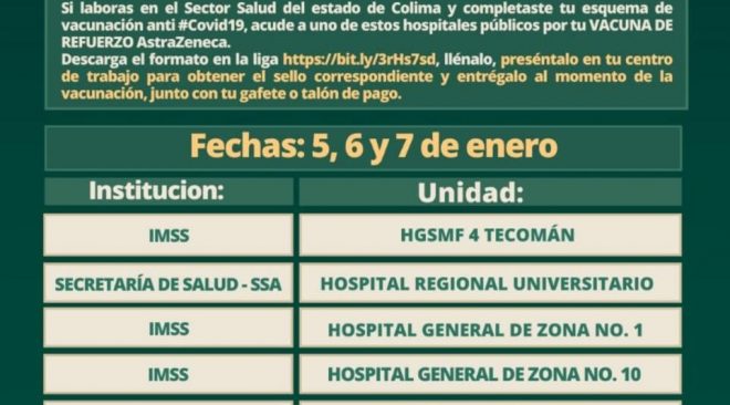 Personal del sector Salud recibirá refuerzo de Vacuna Anticovid