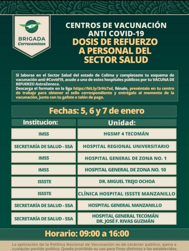Personal del sector Salud recibirá refuerzo de Vacuna Anticovid
