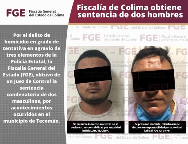 Fiscalía de Colima obtiene sentencia de dos hombres