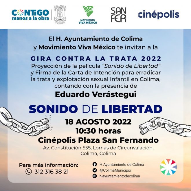 Ayuntamiento de Colima y Eduardo Verástegui proyectarán la película “Sonido de libertad”