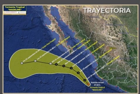 Protección Civil alerta: Tormenta Tropical Madeline originará lluvias torrenciales en Colima, Jalisco y Michoacán, hoy domingo