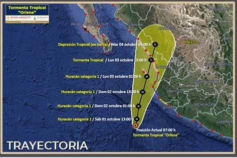 ‘Orlene’ está a 340 km de Manzanillo y generará lluvias intensas en Colima y Jalisco, con viento fuerte y oleaje elevado en sus costas