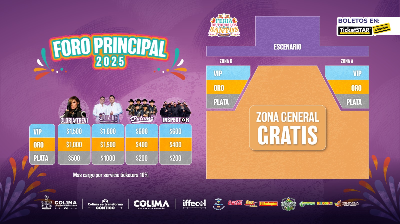 Conciertos gratuitos del Foro Principal en la Feria de Colima  tendrán zona preferente