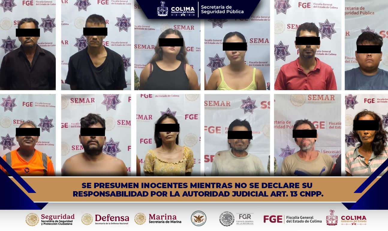 SSP Colima detiene a 12 personas por delitos contra la salud