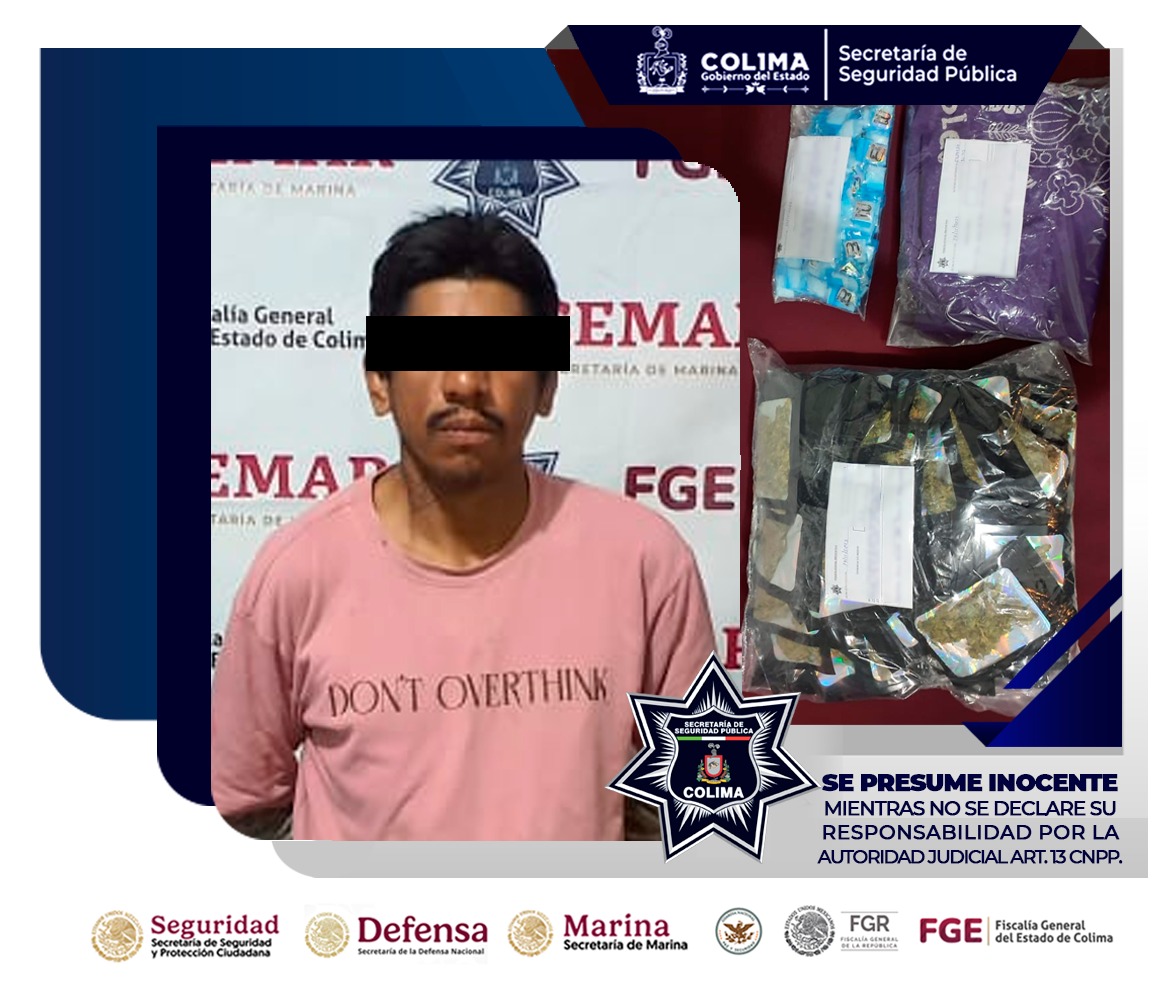 SSP: Policía Estatal detiene en Colima a sujeto con gran cantidad de dr0g4