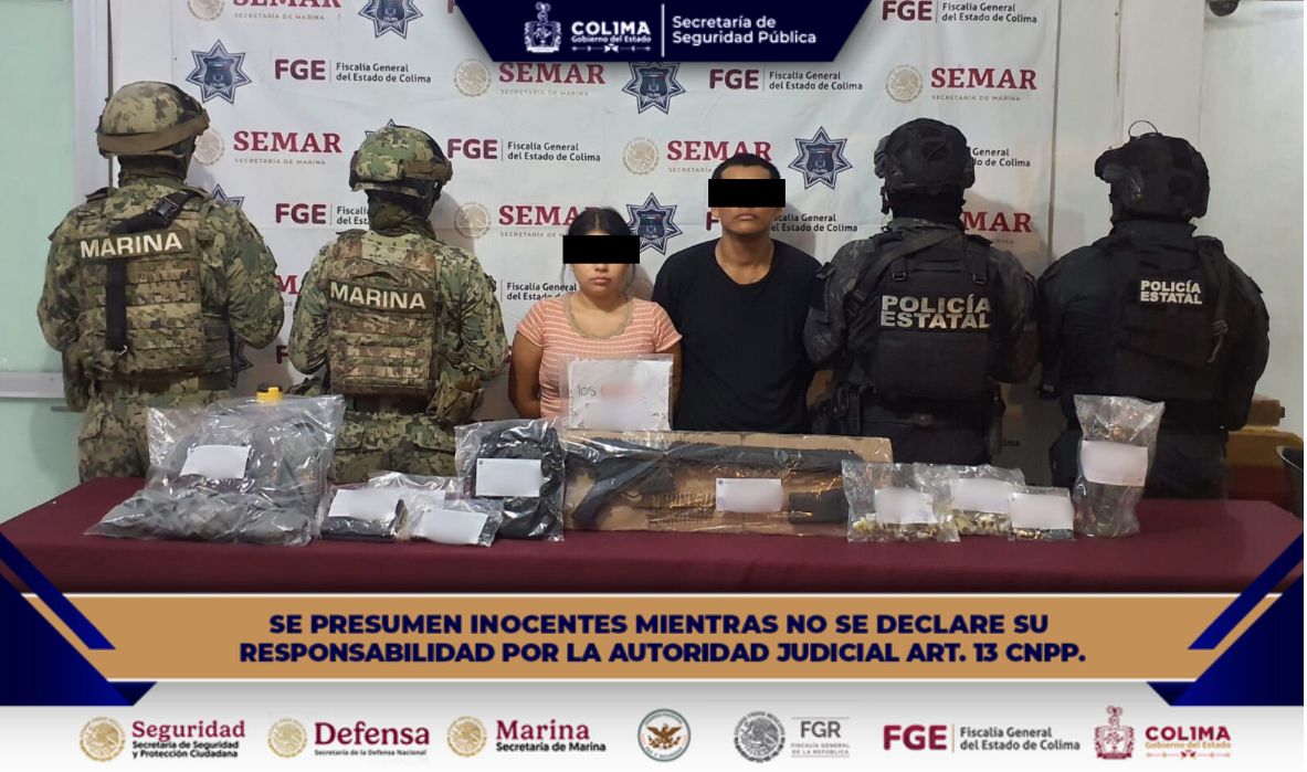 Mujer y hombre son detenidos con dr0g4 y 4rm@ de fu3g0 en operativo conjunto en Colima: SSP