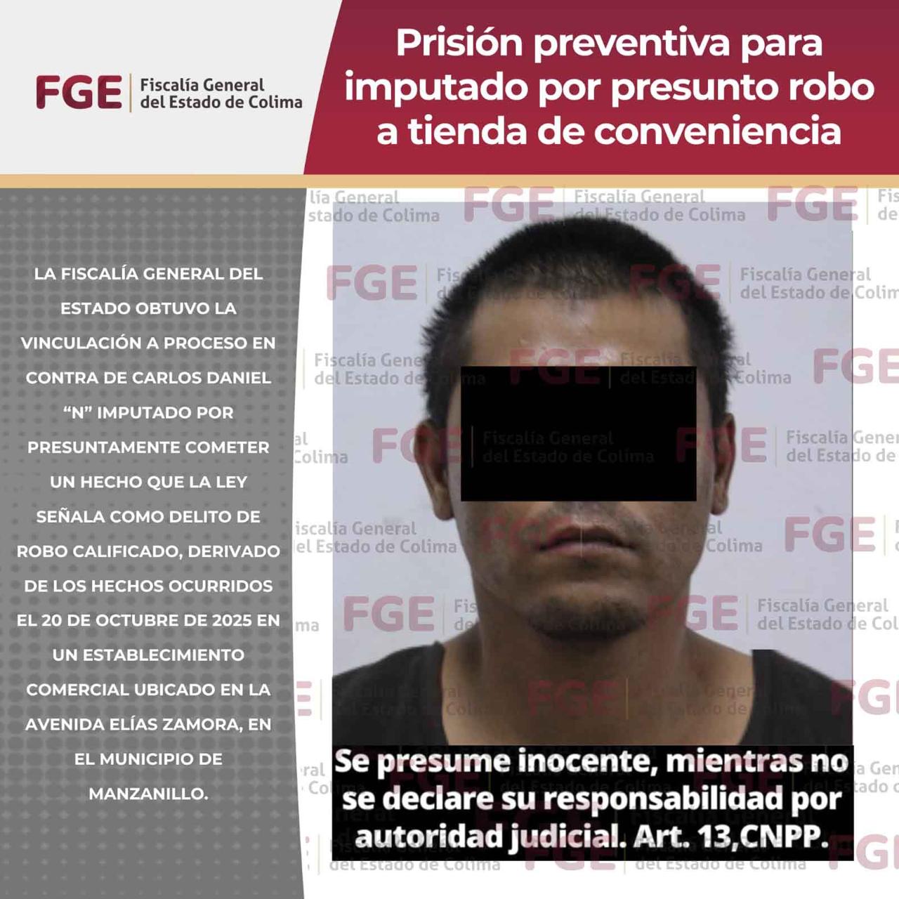 Prisión preventiva para imputado por presunto robo a tienda de conveniencia