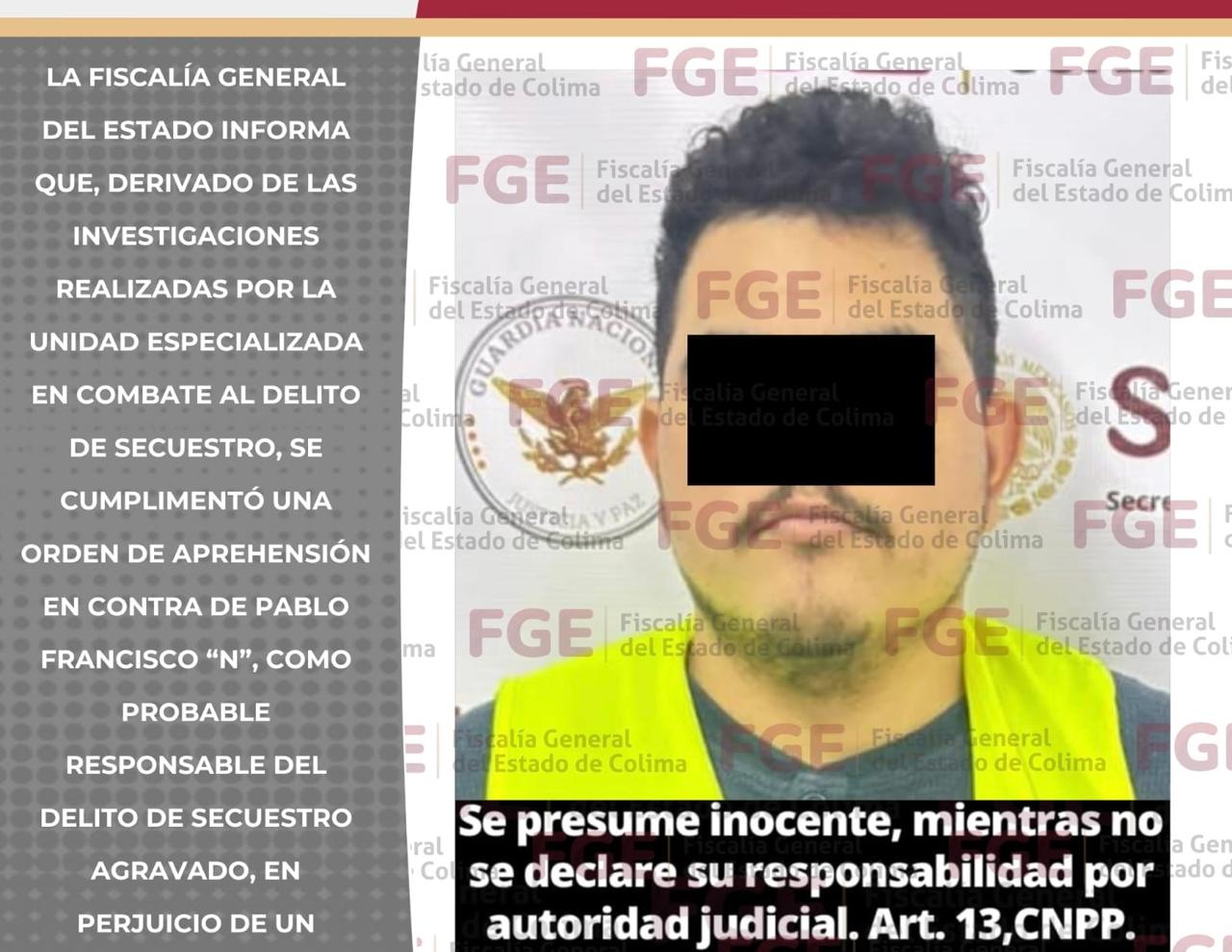Fiscalía cumplimenta orden de aprehensión por s3cu3stro agravado