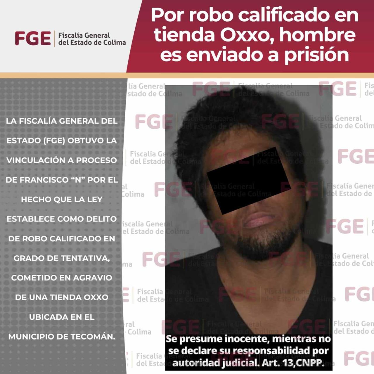 Por robo calificado en tienda Oxxo, hombre es enviado a prisión