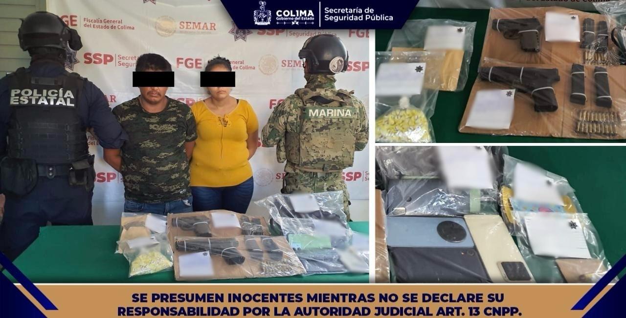 Policía Estatal de Colima detiene a pareja con 4rm@s y dr0g4, en Tecomán