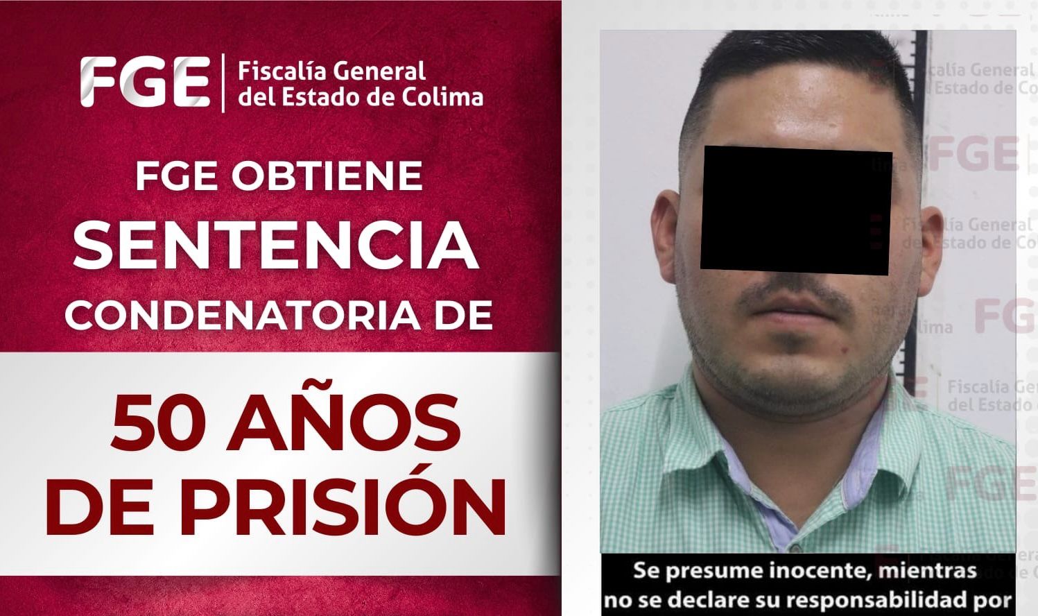FGE obtiene sentencia condenatoria de 50 años de prisión por s3cu3stro agravado