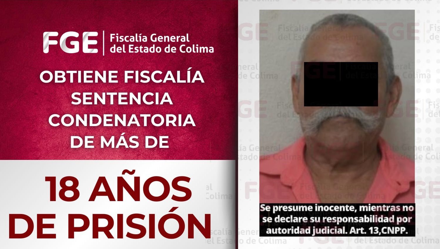 Obtiene Fiscalía sentencia condenatoria de más de 18 años de prisión por homicidio calificado en grado de tentativa