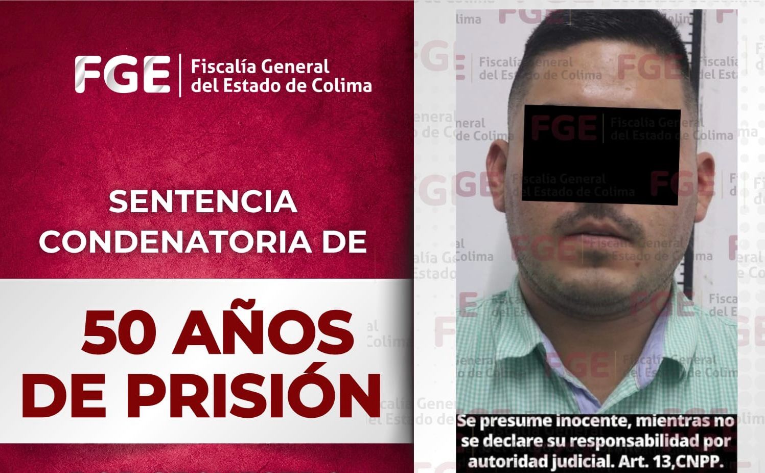 Obtiene FGE sentencia condenatoria de 50 años de prisión por s3cu3stro