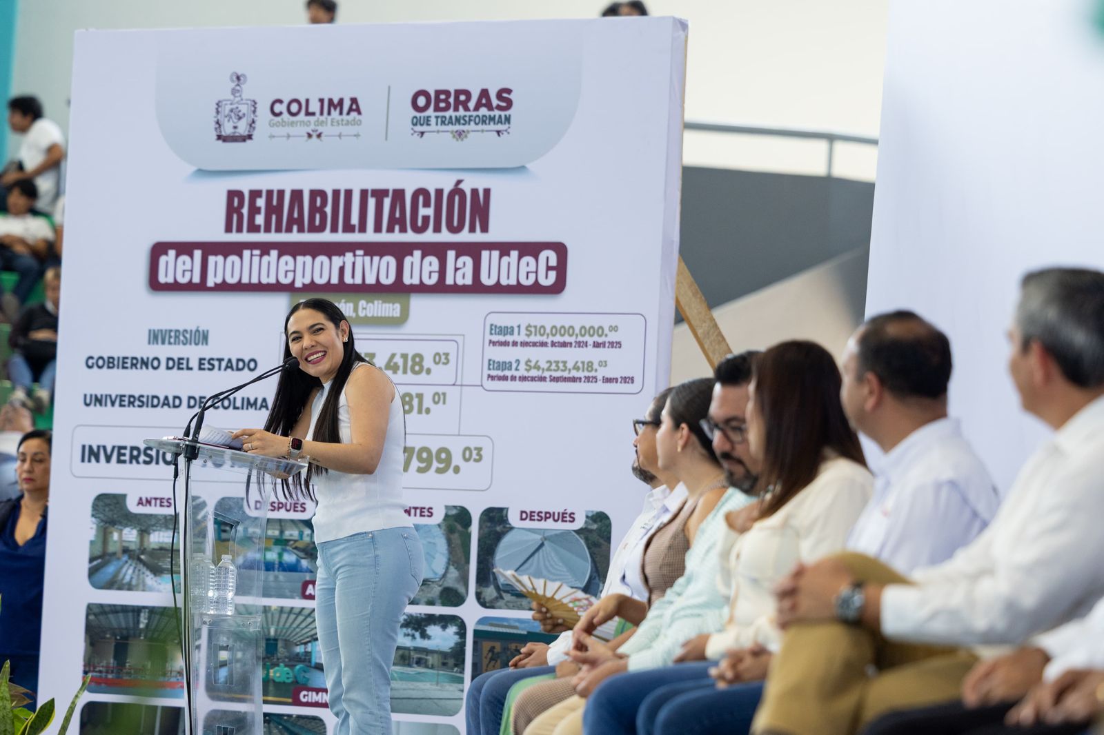 Gobernadora Indira Vizcaíno y Rector de la UdeC entregan la rehabilitación del Complejo Deportivo Universitario de Tecomán