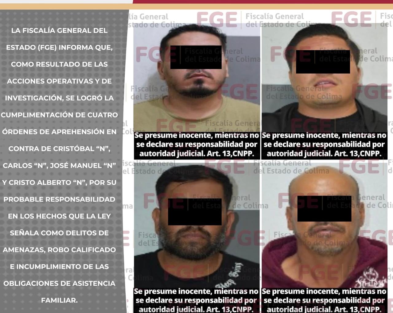 Cumplimenta FGE cuatro órdenes de aprehensión por diversos d3litQs; dos en coordinación con otras entidades