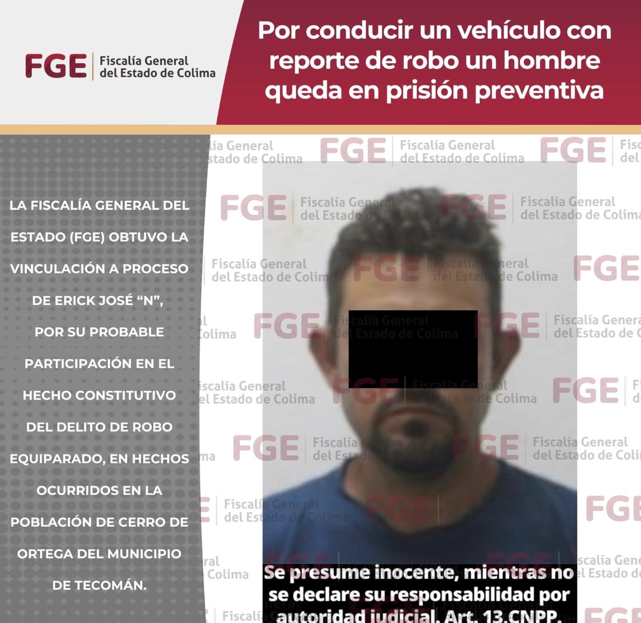Por conducir un vehículo con reporte de robo un hombre queda en prisión preventiva
